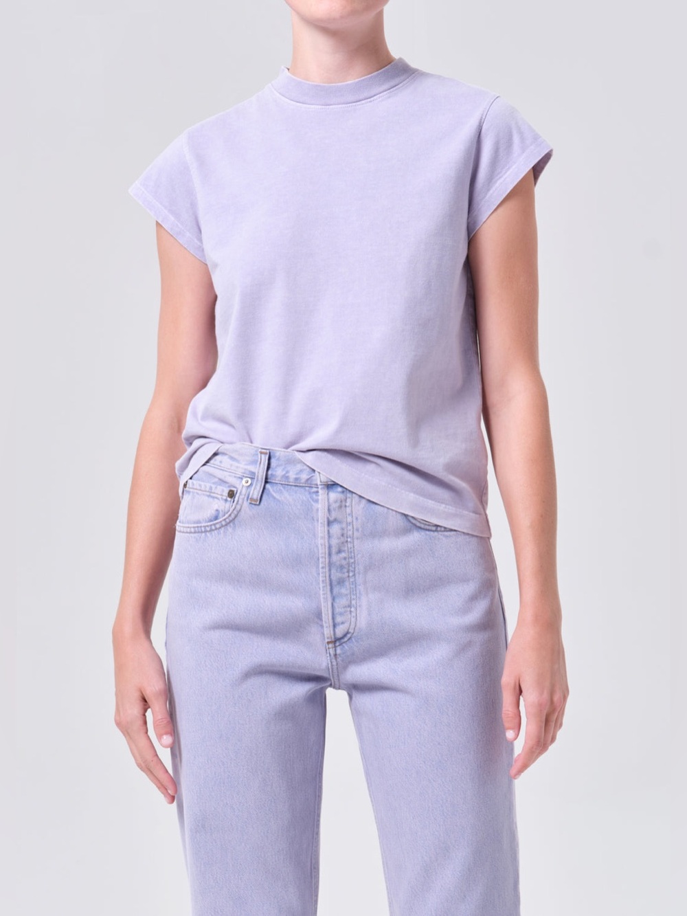 Agolde Lavender Sleeveless Mock Neck Tank